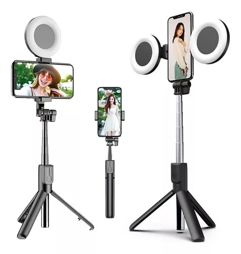 PERCHE À SELFIE AVEC DOUBLE ANNEAU LUMINEUX-CNG
